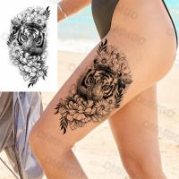 【YF】 Realistic Daisy Tiger Thighs Temporary Tattoos For Women Adult Girl Rose Flower Snake Fake Tattoo Body Art Painting Tatoos Decal