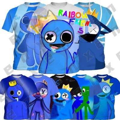 3-13 Years Old&nbsp; Rainbow Friends Blue Kids Short Sleeve T-Shirt Fashion Printing Colorful Boys Girls Shirts Cartoon Games