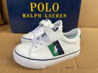 Ralphˉ Laurenˉ 2023 white and green PU leather single buckle sneakers for boys and girls