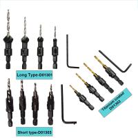 4PCS/SET Cone-hole Inverted Angle Drill 1/4"  Hexagonal Shank Hole Drill Sinking Countersink Drill Bit Woodworking Hole Opener Drills Drivers