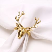 1PC Gold Delicate Deer Head Napkin Rings Restaurant Bar Kitchen Table Linen Accessories For Decoration Wedding Christmas Party