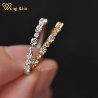 Wong Rain 925 Sterling Silver Created Moissanite Gemstone Wedding Band Bohemia Ring 18K Yellow Gold Ring For Women Fine Jewelry