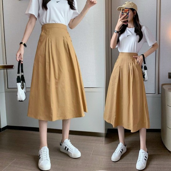 Chân váy midi xếp ly dáng dài LYNS chất liệu lụa lưng cao xòe dài qua gối  (Hàng thiết kế). | Shopee Việt Nam