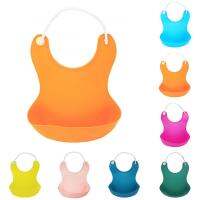 Baby Cute Solid Color Leak-Proof Silicone Drinking Eating Bib Feeding Apron Infant Burp Cloths Easy to Clean Practical Bibs Aprons