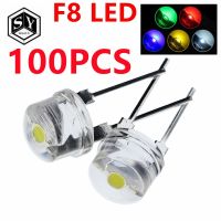 【CW】✗▼  100PCS NEW F8 8mm 0.5W 3.0-3.2V hat Super bright Wide Transparent Lamp Strawhat