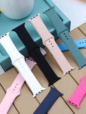 Tali silikon untuk jam tangan cerdas Apple tali silikon untuk jam tangan cerdas Apple ukuran 44mm 40mm 45mm 41mm 49mm 42mm 38mm 44 45mm gelang iwatch Seri 7 se 3 4 5 6 Ultra Band