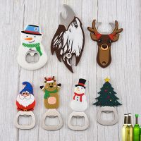 Cartoon Christmas Can Opener Bottle Opener Beer Starter Multifunctional Silicone Refrigerator Magnet Kitchen Gadget Tool