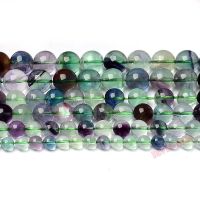 Factory price Natural Stone Colorful Fluorite Round Loose Beads 16 quot; Strand 4 6 8 10 12MM Pick Size For Jewelry Making