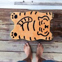 〖Cozyroom shop〗 Cute Tiger Shape Doormat Welcome Mats For Front Door Mat Non Slip Mats Indoor Decor Bathroom Kitchen Carpet Entrance Rug G3