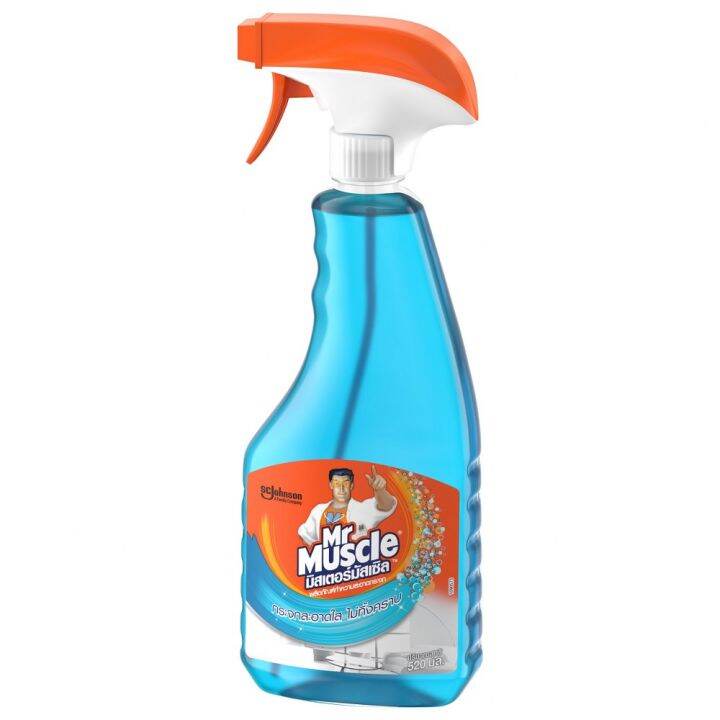 มิสเตอร์มัสเซิล-น้ำยาเช็ดกระจก-520มล-สเปรย์ฟ้า-mr-muscle-glass-cleaner-520ml-12-th-รหัสสินค้าli0841pf