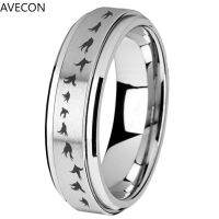 AVECON Bird Migration Figure Ring Creative Fashion Turning Ring แหวนไทเทเนียมแกะสลักใหม่