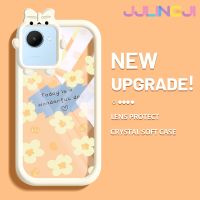 Jjlingji เคสสำหรับ Realme C30 C30s Narzo 50i Prime Case การ์ตูนดอกไม้สีเหลืองสีสันสดใสน่ารักกล้องมอนสเตอร์น้อยนิ่มสำหรับเลนส์กันกระแทกแบบใสเคสมือถือเรียบง่ายฝาครอบป้องกันซิลิโคนความคิดสร้างสรรค์โปร่งใส