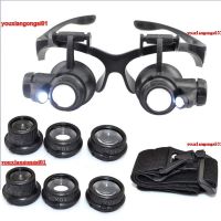 10X 15X 25X 20X LED สำหรับซ่อมเครื่องประดับตาสองชั้นแว่นตา Loupe แว่นขยายดูเลนส์ดร็อปชิปปิ้ง