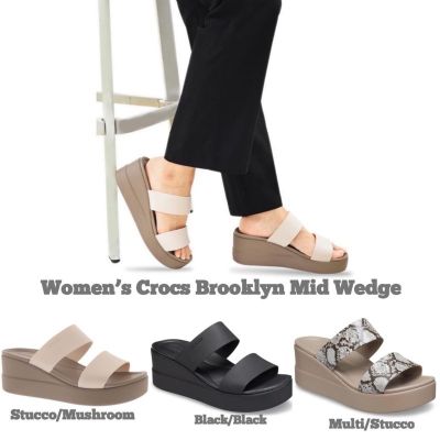 รองเท้าแตะผู้หญิง Crocs Brooklyn Low Wedge # รองเท้าแตะลำลอง รองเท้าครอส์ รองเท้าเผื่อสุขภาพ รองเท้าแตะแฟชั่น