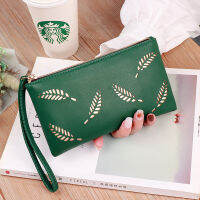 Women Casual Wallet Hollow Leaves Soft PU Leather Lady Zipper Phone Pocket Credit Card Holder Female Purse Coin Money Bag Clutch