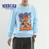 MBBCAR เสื้อสเวตเตอร์ชายแบบสวมหัว,เสื้อสเวตเตอร์คอกลมแนวสตรีทแบบสวมหัวลายการ์ตูนกราฟฟิตี้น่ารักอเมริกาแบบย้อนยุคใหม่สำหรับฤดูใบไม้ร่วง