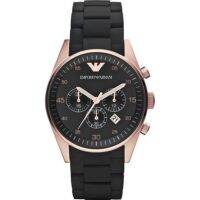 พร้อมสต็อก ! Emporio Armani Sportivo Chronograph Black Dial - Black Silicone นาฬิกาข้อมือผู้ชาย รุ่น AR5906