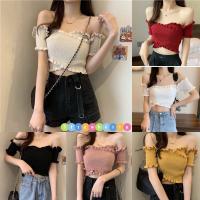 พร้อมส่ง?เสื้อปาดไหล่ เสื้อเปิดไหล่ สม็อกไขว้หน้า งานสวยผ้า ใส่นุ่มสบายไม่คัน เสื้อไหมพรมปาดไหล่