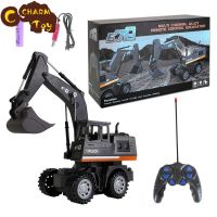 1:20 Simulation Excavator Rc Car 5-channel Electric Alloy Engineering Vehicle With Light Sound Effect For Kids Gifts