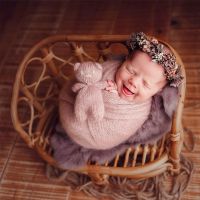 Hot Selling Baby Bamboo Bench Newborn Photography Props Bamboo Bed Rattan Basket Container Infant Pose Baby Ing Studio Accessories