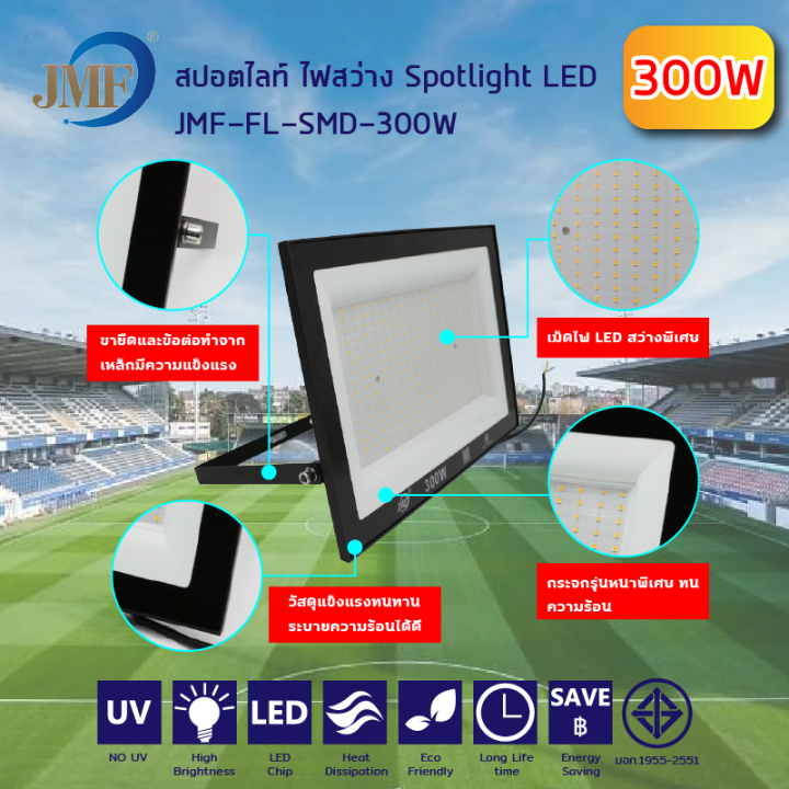 hot-สปอร์ตไลท์20w-50w-100w-200w-300w-โคมฟลัดไลท์-ฟลัดไลท์-led-floodlight-แสงสีขาว-แสงสีวอร์ม-ใช้ไฟบ้าน-220v-ip65-กันน้ำ