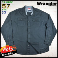 Wrangler®แท้ อก 57 เสื้อเชิ้ตผู้ชาย แรงเลอร์ สีดำ เสื้อแขนยาว เนื้อผ้าดี