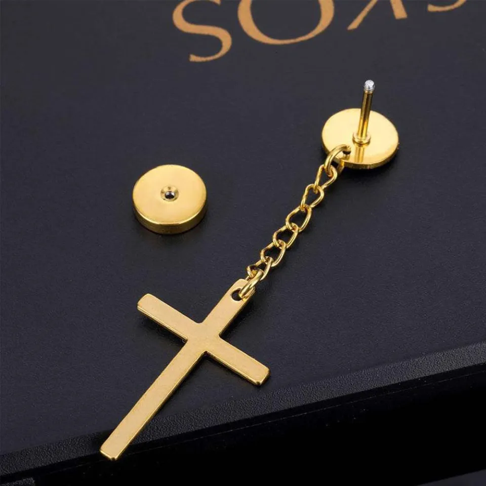 Buy 2 Pairs Black Cross Chain Dangle Earrings for Men Women Unisex Cross  Long Tassel Ear Cuff Crawler Climber Earrings Cool Punk Jewelry at Amazon.in