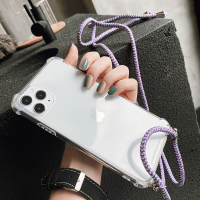 Fashion Korean Style Clear Portable Strap Cord Phone Case For iPhone 13 12 Pro Max XR X 6 8 7 Plus 11 SE Soft Lanyard Rope Cover
