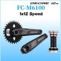 Deore 1X12S ความเร็ว Crankset FC-M6100-1 3032T Chainwheel 170175มม. ความยาว Crank สำหรับ MTB จักรยานจักรยานอะไหล่เดิม