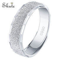 ❤Skute Frosted Style Ring Gents Silver Plated แหวนออกแบบคลื่นง่ายสำหรับผู้ชายออกแบบปรับได้