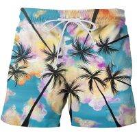 Parrot Palm Cocoanut Tree Beach Shorts กางเกงขาสั้นฤดูร้อนสำหรับผู้ชาย 3D Flora พิมพ์บอร์ดสายรัดชุดว่ายน้ำสุภาพสตรี 2023 กางเกงขาสั้นน้ำแข็ง homme