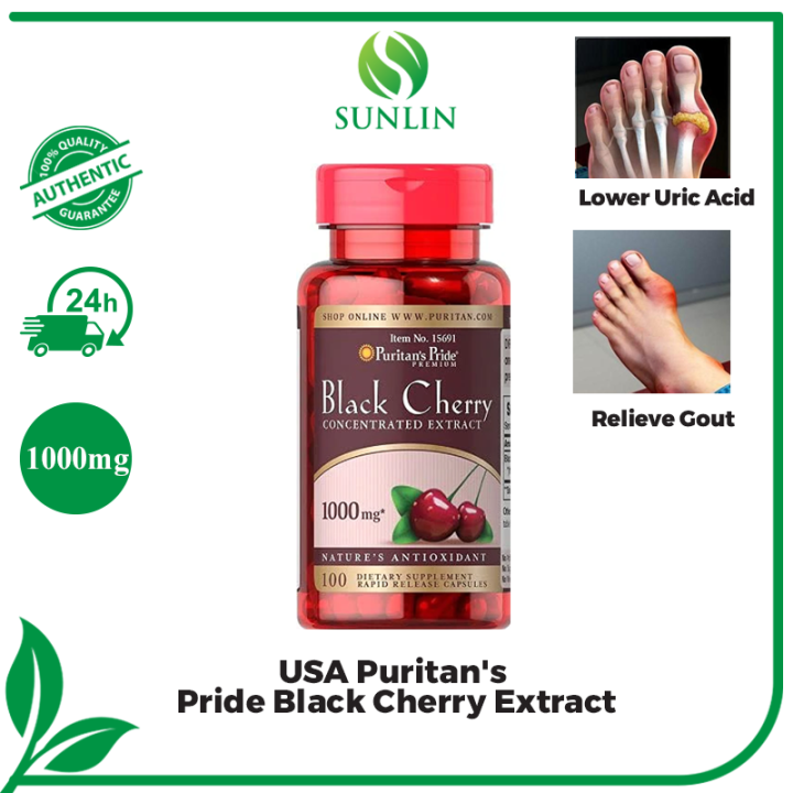 USA Puritan's Pride Black Cherry Extract 清酸排晶有效降低尿酸缓解痛风保健品 Health Care