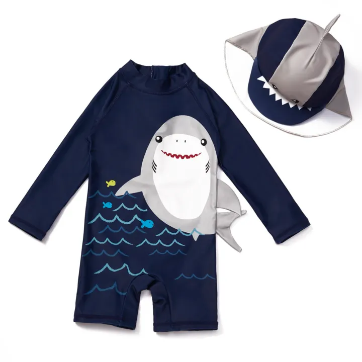 Shark Print Baby Swimwear One Piece Children's Swimsuit Little Boy Bathing Suit Beachwear With