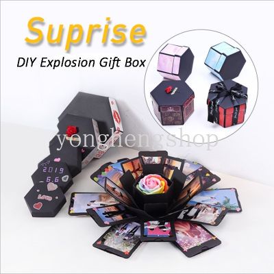 Creative Hexagon DIY Surprise Explosion Box Handmade Anniversary Scrapbook Photo Album Wedding Birthday Valentines Day Gift Love Memory Boxes