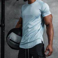 Lulu large sports short-sleeved T-shirt Mens mesh breathable quick-drying stretch plain casual top TX6