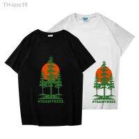 TEAMTREES สีดำและสีขาวแขนสั้นฤดูร้อน 2023 แบรนด์น้ำ ins all-match เสื้อยืดลำลองหลวมๆสำหรับบุรุษและสตรี