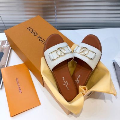 L high quality original metal buckle leather slippers womens classic wild old flower flat bottom sandals foreign trade large size slippers summer new style womens shoes slippers for women slides outside wear sandals for women