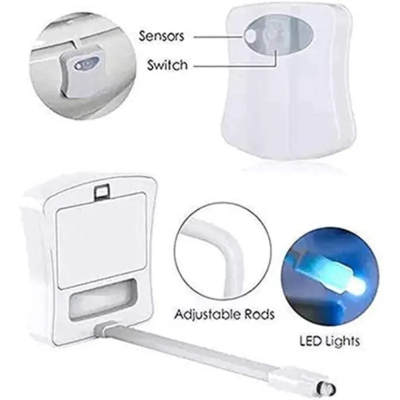 Toilet Night Light, Smart Pir Motion Sensor, 8/16colors, Led Bathroom  Waterproof Backlight For Toilet Bowl Wc Washroom Night Lamp - Temu