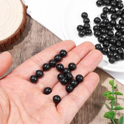 【LZ】✵◙  100 PCs/Lot 3mm-12mm Fishing Beads Space Stopper Black Round Soft/Hard Rubber Beads Fishing Lures Hook Rig Accessories