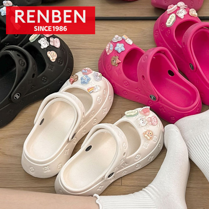 renben-eva-กระเป๋ากันลื่นสำหรับผู้หญิง-กระเป๋ารองเท้าแตะหัวรองเท้าแตะชายหาดการ์ตูนน่ารัก