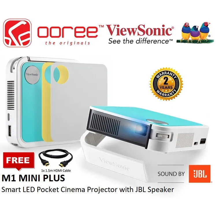 M1MINIPLUS - Ultra Portable LED Projector with JBL Bluetooth Speaker,  Wi-Fi, HDMI and USB C