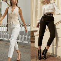 กางเกงขายาว เอวสูง ผ้านำเข้า  - Classic pants