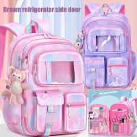 【hot sale】۞♗ C16 New elementary school schoolbag refrigerator side opening light large-capacity schoolbag to reduce the burden of girls schoolbag dream childrens backpack suitable for grades 1-6