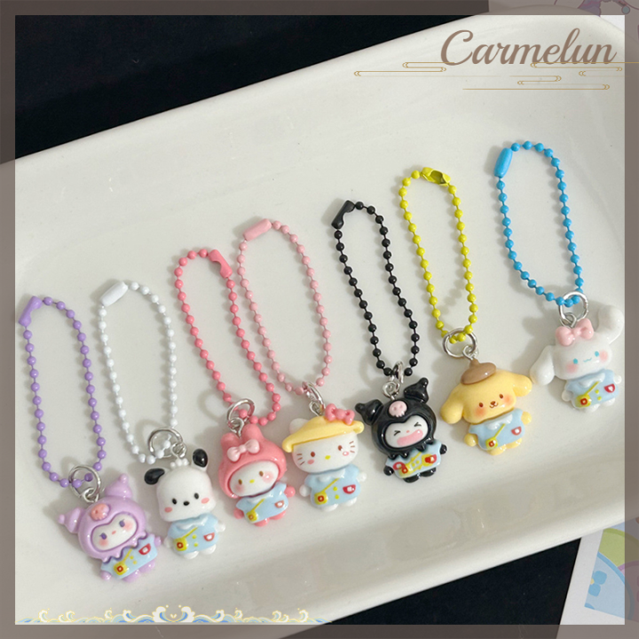 carmelun-sanrio-กระเป๋าพวกกุญแจรองเท้าผู้หญิงลายการ์ตูนน่ารัก-กระเป๋าจี้รูปอบเชยเมโลดี้พวงกุญแจคู่อุปกรณ์กุญแจรถ