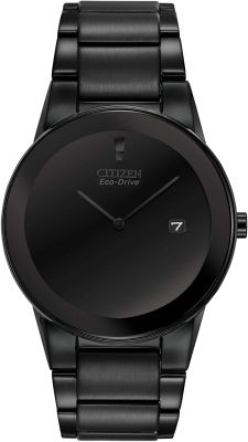 Citizen Eco-Drive Axiom Mens Watch, Stainless Steel Black Bracelet, Black Dial