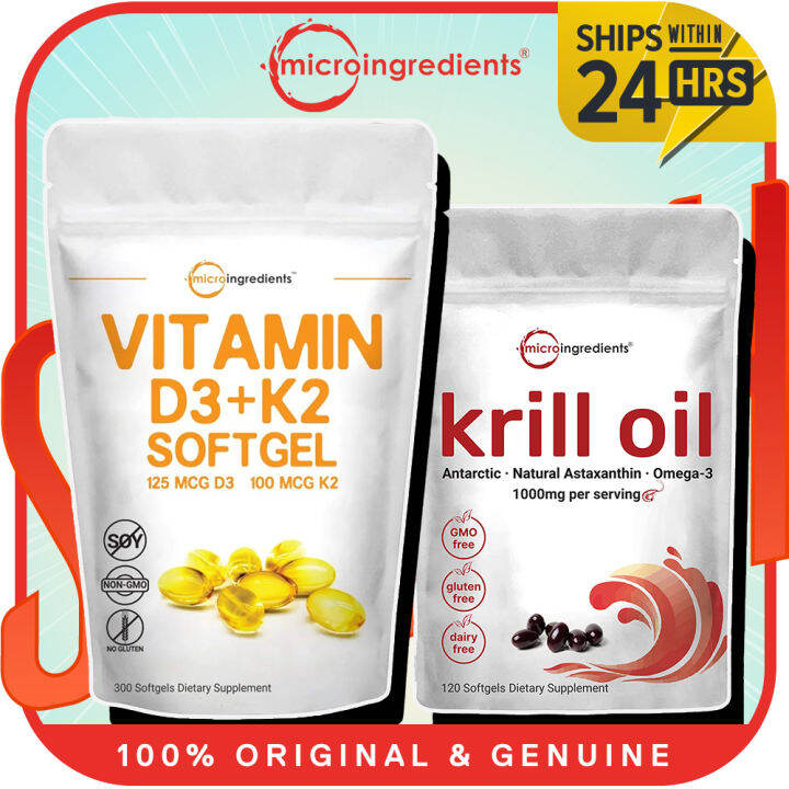 GENUINE Micro Ingredients Antarctic Krill Oil Vitamin D3 5000IU Plus