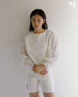 Rotsaniyom Eyelet Cotton Lace Long Sleeves Crop Top