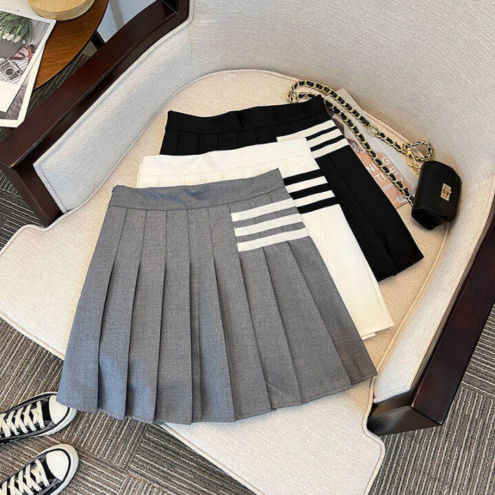 Girl Pleated Skirt with Safety Pants Striped Korean Kids Skorts Baby