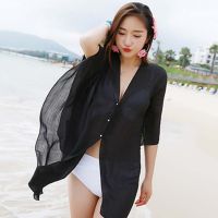 Hot sell Han edition chiffon shawl with ever multi-function with silk scarves pearl beach dress scarves