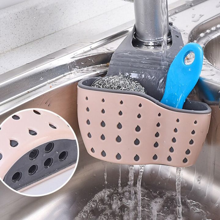 ตะกร้าใส่อ่างล้างจานโต๊ะไม้วางของในบ้าน-ตะกร้าใส่สบู่ฟองน้ำแบบปรับได้ตะกร้าระบายน้ำอุปกรณ์ครัว
